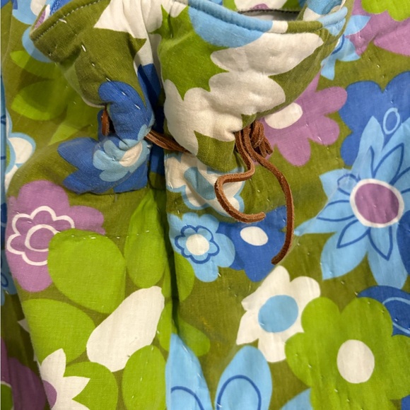 Handmade Upcycled Vintage Floral Quilted Jacket Size L Retro Flower Power OOAK" - Picture 2 of 5